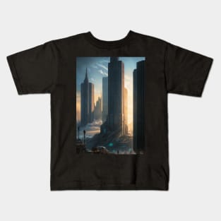 Future City with Towering Skyscrapers Kids T-Shirt